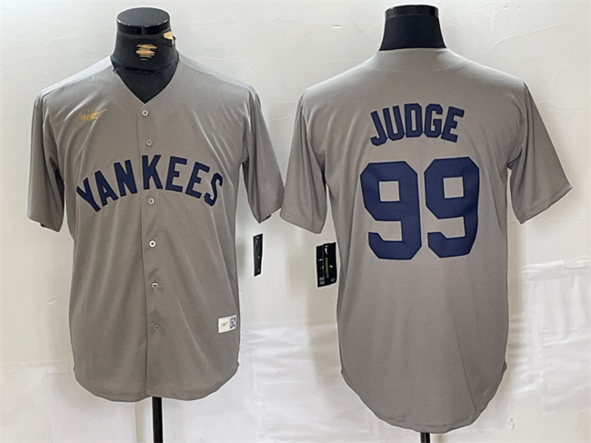 Men's New York Yankees #99 Aaron Judge Grey Cool Base Stitched Baseball Jersey Men's New York Yankees #99 Aaron Judge Grey Cool Base Stitched Baseball Jersey